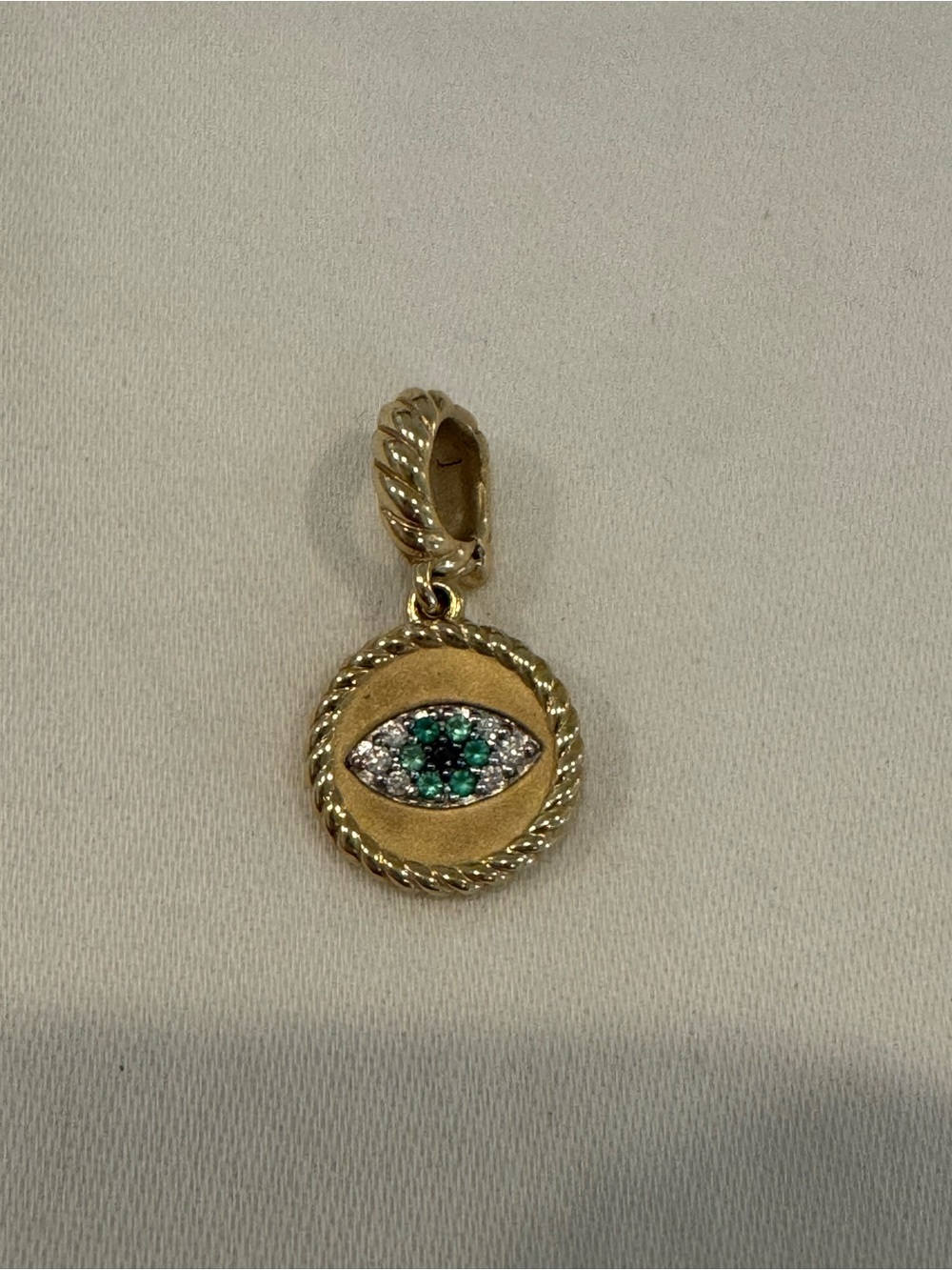David Yurman Evil Eye Amulet Pendant with diamonds and emeralds - 18k gold
